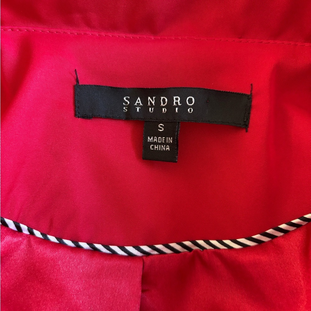 SANDRO Red Trench Coat - Picture 5 of 10